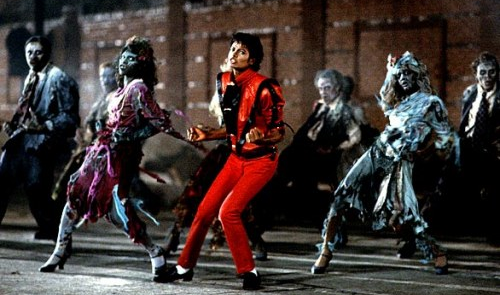 Michael Jackson in Thriller music video with zombies
