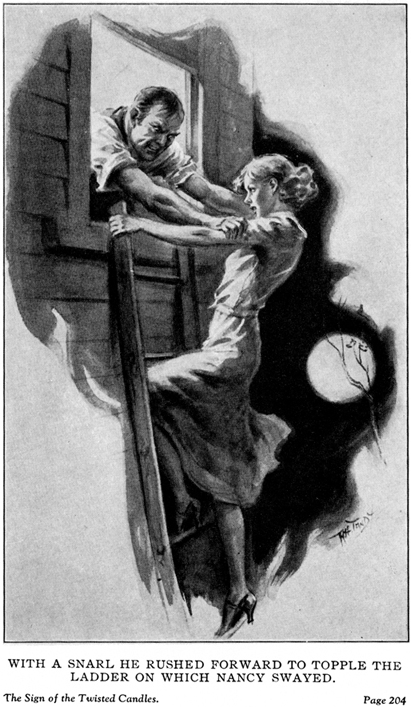 Nancy Drew in violent situation vintage illustration art