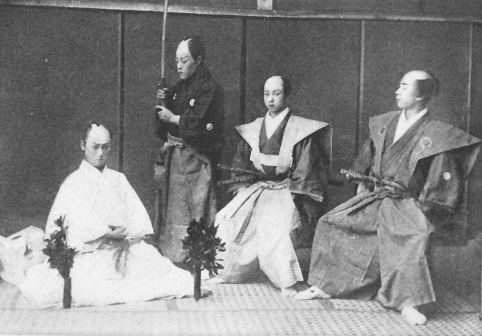 Vintage photo of Samurai committing seppuku