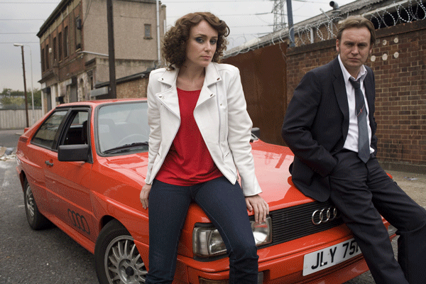 Philip Glenister as Gene Hunt and Keeley Hawes as Alex Drake in BBC’s Ashes to Ashes