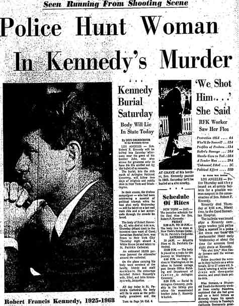 Newspaper Mentions Woman Fleeing From RFK’s Assassination