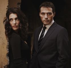Rufus Sewell as Aurelio Zen and Caterina Murino as Tania Moretti/ BBC for Masterpiece