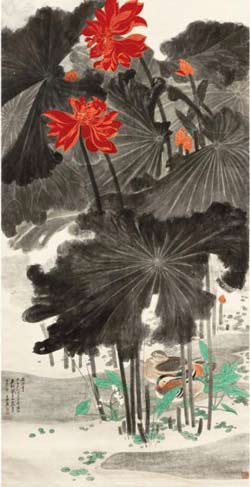 Lotus and Mandarin Ducks by Zhang Daquian