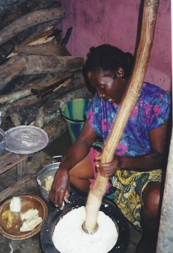 Making Fufu in Ghana as in Kwei Quartey’s Wife of the Gods
