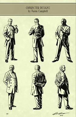 The Trial of Sherlock Holmes: Character design sketches by Aaron Campbell