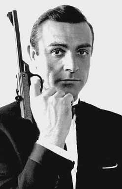 Sean Connery as James Bond holding a gun
