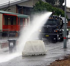 The water cannon at work