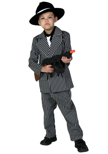 Child in a gangster Halloween costume