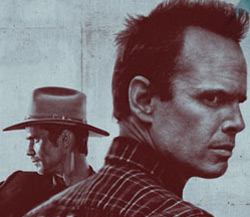 Timothy Olyphant as U.S. Marshal Raylan Givens and Walton Goggins as Boyd Crowder from Justified