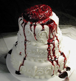 Brains and blood wedding cake