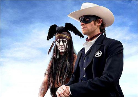Arnie Hammer and Johnny Depp in The Lone Ranger