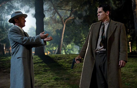L.A. Cop John O’Mara (Josh Brolin) faces down Mickey Cohen (Sean Penn) in Gangster Squad.
