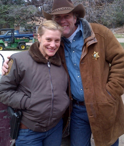 Katee Sackhoff and Robert Taylor on the set of Longmire.