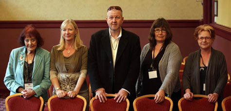 From left to right Alanna Knight, Alex Gray, Dirk Robertson, V.M. Whitworth, Clio Gray/ Ian Mclean