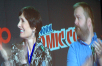 Producer Gale Anne Hurd and creator/writer Robert Kirkman of AMC’s The Walking Dead