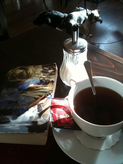 A cup of tea and a book