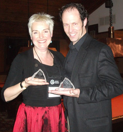 Catriona McPherson and Brad Parks with 2013 LCC Awards/ photo courtesy of Catriona McPherson