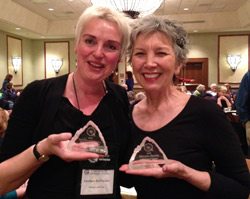 (L to R) 2013 LCC Award winners Catriona McPherson and Rochelle Staab/ photo courtesy of Rochelle Staab