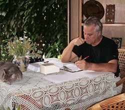 Leighton Gage, author of the Chief Inspector Mario Silva Investigations, hard at work revising.