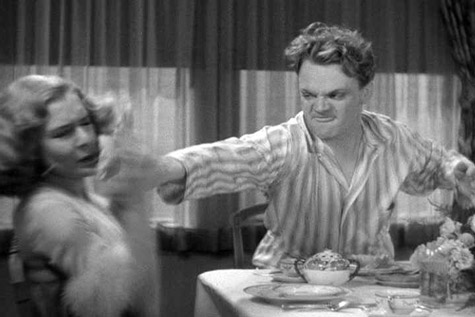 Bad Boy Jimmy Cagney famously shoves grapefruit into Mae Clarke's face in The Public Enemy (1931)