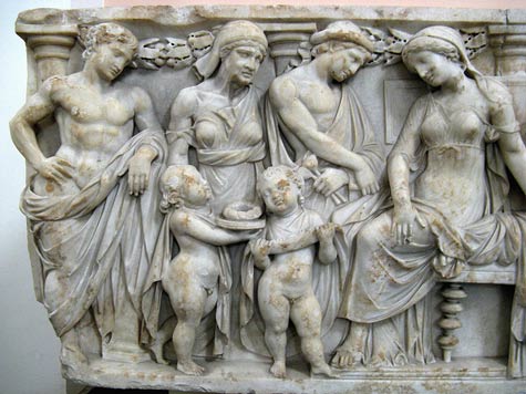 Marble relief shows Medea's wedding gift to her replacement Princess Glauce