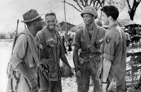 Production Still from Hamburger Hill, Pvt. Ray Motown (Michael Boatman) second from left.