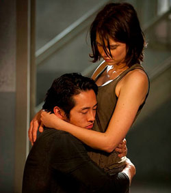 The Walking Dead 4.01: Glenn Rhee (Steven Yeun) and Maggie Greene (Lauren Cohan)/ Photo" Gene Page/AMC