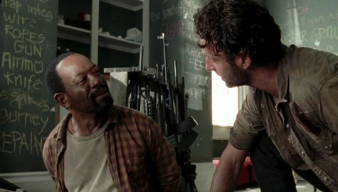 Andrew Lincoln as Rick and Lennie James as Morgan in The Walking Dead
