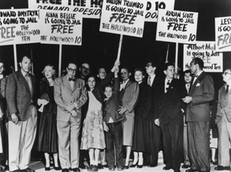 The public protests the incarceration of Hollywood actors during the Red Scare