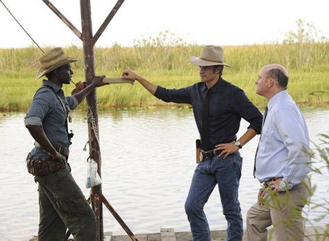 Former Haitian policeman Jean Baptiste with Raylan Givens and Deputy Marshal Sutter