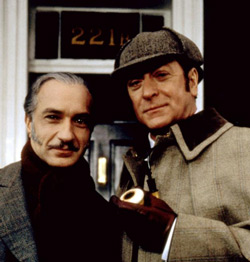 Michael Caine as Sherlock Holmes and Ben Kingsley as Watson in Without a Clue