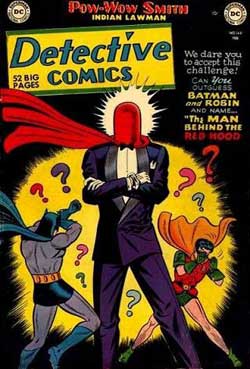 DC Comics cover from 1937, first appearance of the Red Hood
