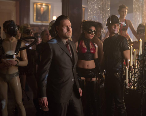 Gotham 1.21: The Anvil or the Hammer, Donal Logue as Detective Harvey Bullock at a BDSM club.